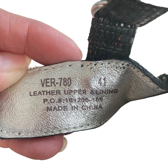 Algeria Verona-780 Black Metallic Two Strap w/Sling Back Leather Comfort Sandals - Picture 16 of 16